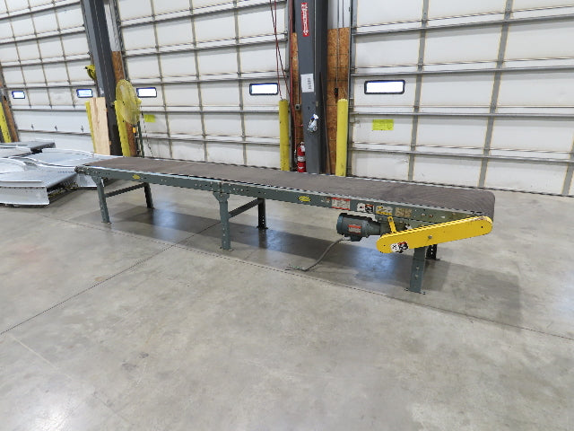 Hytrol 28"x 15'L Slider Bed Conveyor 24" Grip Belt 460V End Drive 34 FPM