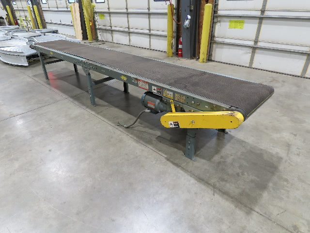 Hytrol 28"x 15'L Slider Bed Conveyor 24" Grip Belt 460V End Drive 34 FPM