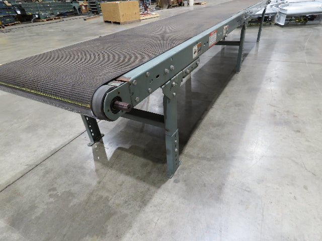 Hytrol 28"x 15'L Slider Bed Conveyor 24" Grip Belt 460V End Drive 34 FPM