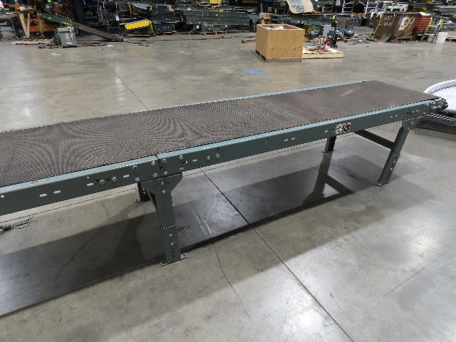 Hytrol 28"x 15'L Slider Bed Conveyor 24" Grip Belt 460V End Drive 34 FPM