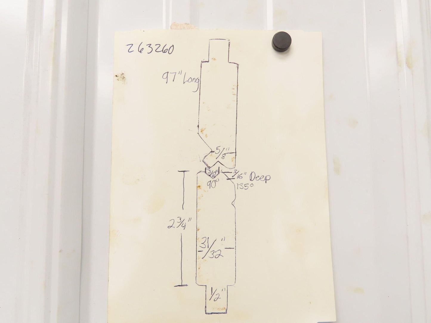 Press Brake Punch Die Set 97" Long 90° Offset Z Bend 3/8" W 3/16" D