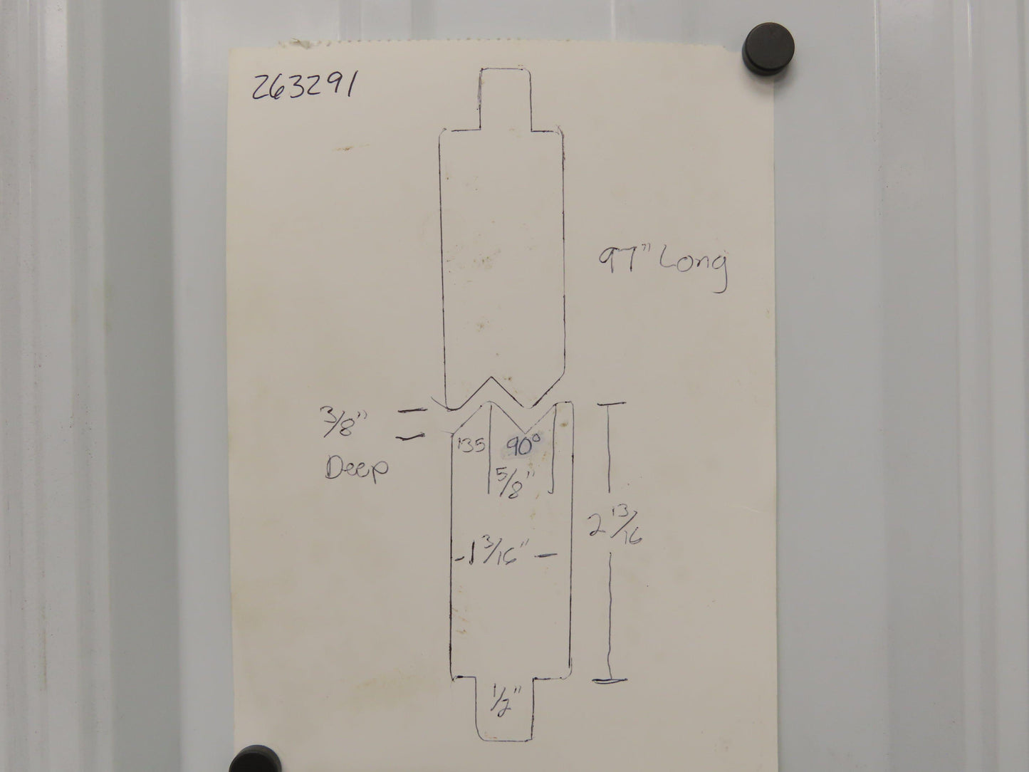 Press Brake Punch Die Set 97" Long 90° Offset Z Bend 5/8" W 3/8" Deep 2-13/16" H