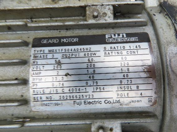 Fuji MGX1FS04A045HZ Parallel Shaft Gearmotor 45:1 Reducer 40rpm 400W 220V 3PH