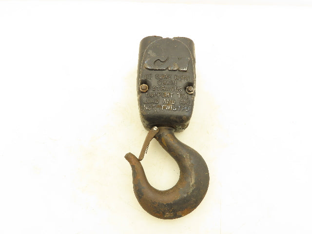 CM Lodestar 2 Ton Lower Hook Block Assembly Double Chain Latch Black 627-860