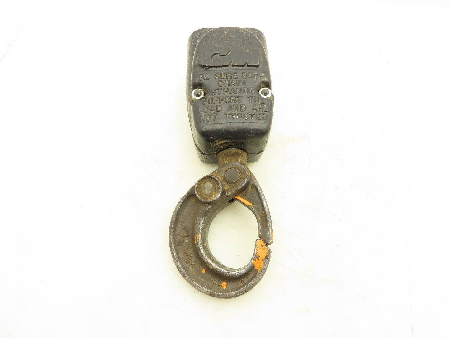 CM Lodestar 2 Ton Lower Hook Block Assembly Double Chain Latchlok Black 627-860