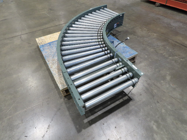 Hytrol 24"x 90° Curve Accumulation Roller Conveyor 21"BF O-Ring Belt Drive 24VDC