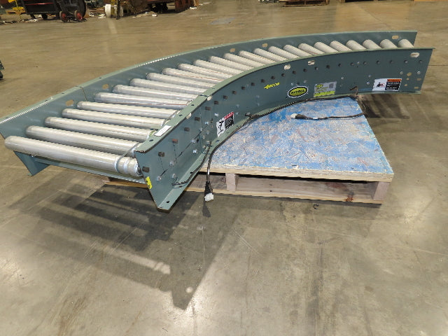 Hytrol 24"x 90° Curve Accumulation Roller Conveyor 21"BF O-Ring Belt Drive 24VDC