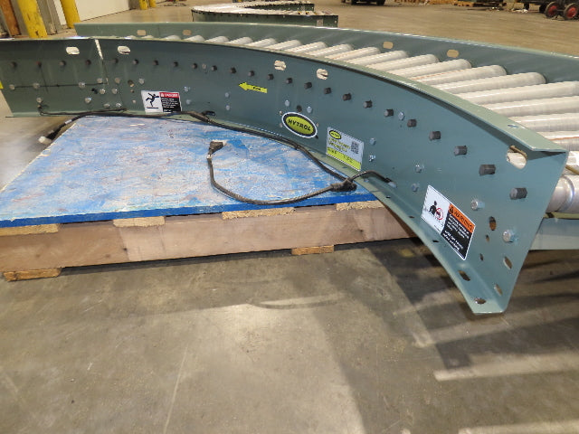 Hytrol 24"x 90° Curve Accumulation Roller Conveyor 21"BF O-Ring Belt Drive 24VDC