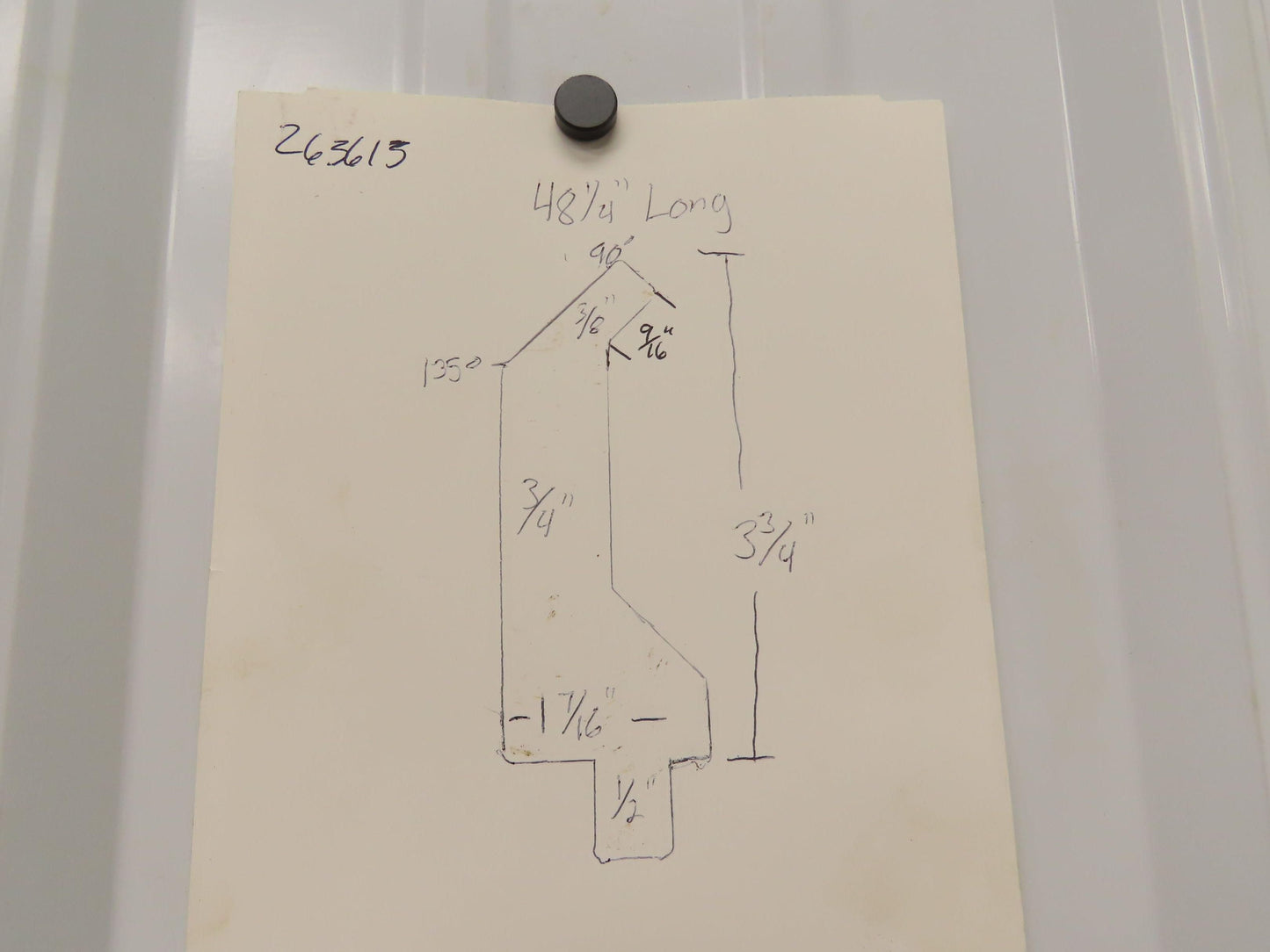 Press Brake Gooseneck Punch Die 48-1/4" Long 90° V 3/8" Finger 3-3/4" H