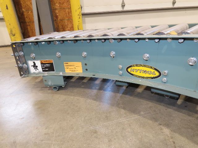 Hytrol 24"x 180° Curve Accumulation Roller Conveyor 21"BF V-Belt Slave Drive