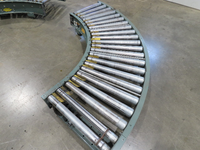 Hytrol 24"x 180° Curve Accumulation Roller Conveyor 21"BF V-Belt Slave Drive
