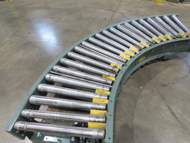 Hytrol 24"x 180° Curve Accumulation Roller Conveyor 21"BF V-Belt Slave Drive