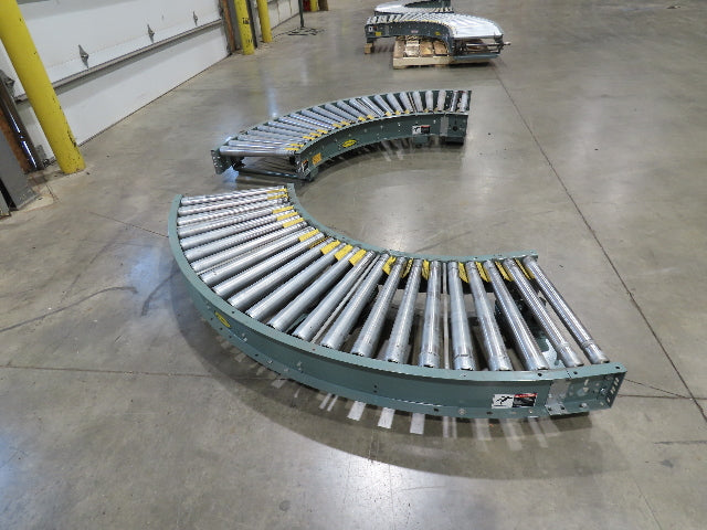 Hytrol 24"x 180° Curve Accumulation Roller Conveyor 21"BF V-Belt Slave Drive