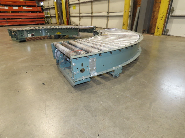 Hytrol 24"x 180° Curve Accumulation Roller Conveyor 21"BF V-Belt Slave Drive