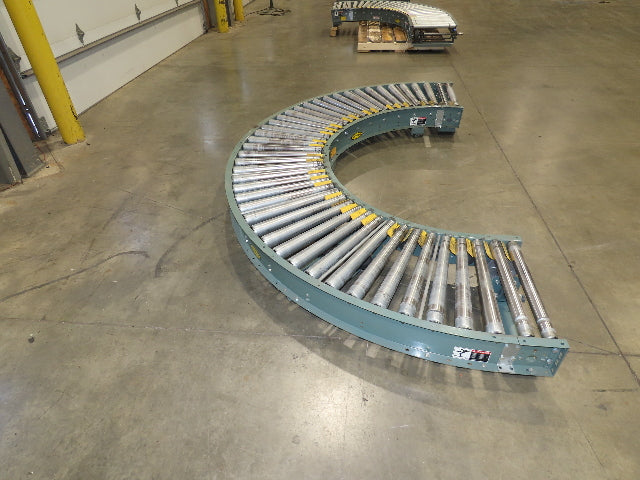 Hytrol 24"x 180° Curve Accumulation Roller Conveyor 21"BF V-Belt Slave Drive