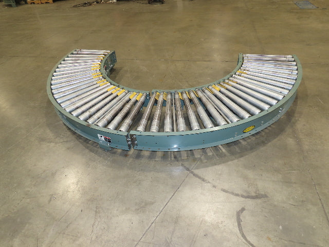Hytrol 24"x 180° Curve Accumulation Roller Conveyor 21"BF V-Belt Slave Drive