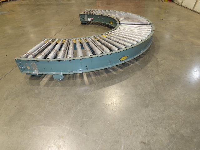Hytrol 24"x 180° Curve Accumulation Roller Conveyor 21"BF V-Belt Slave Drive