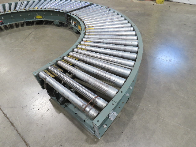 Hytrol 24"x 180° Curve Accumulation Roller Conveyor 21"BF V-Belt Slave Drive