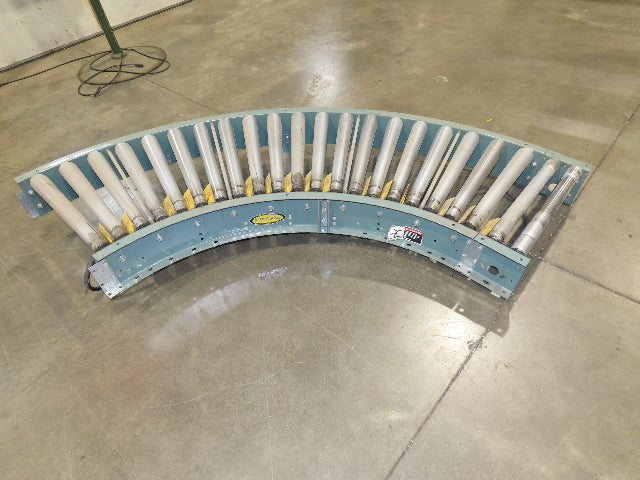 Hytrol 24"x 90° Curve Accumulation Roller Conveyor 21"BF V-Belt Slave Drive