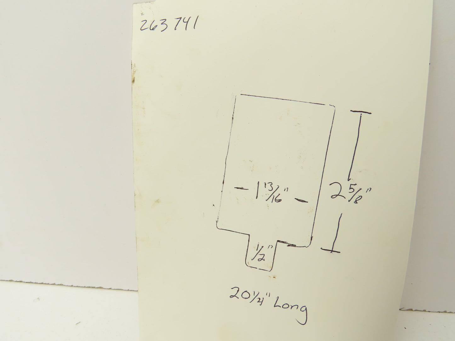 Press Brake Die Blank 20-1/4" Long 1-13/16" Wide 2-5/8" High 1/2" Tang