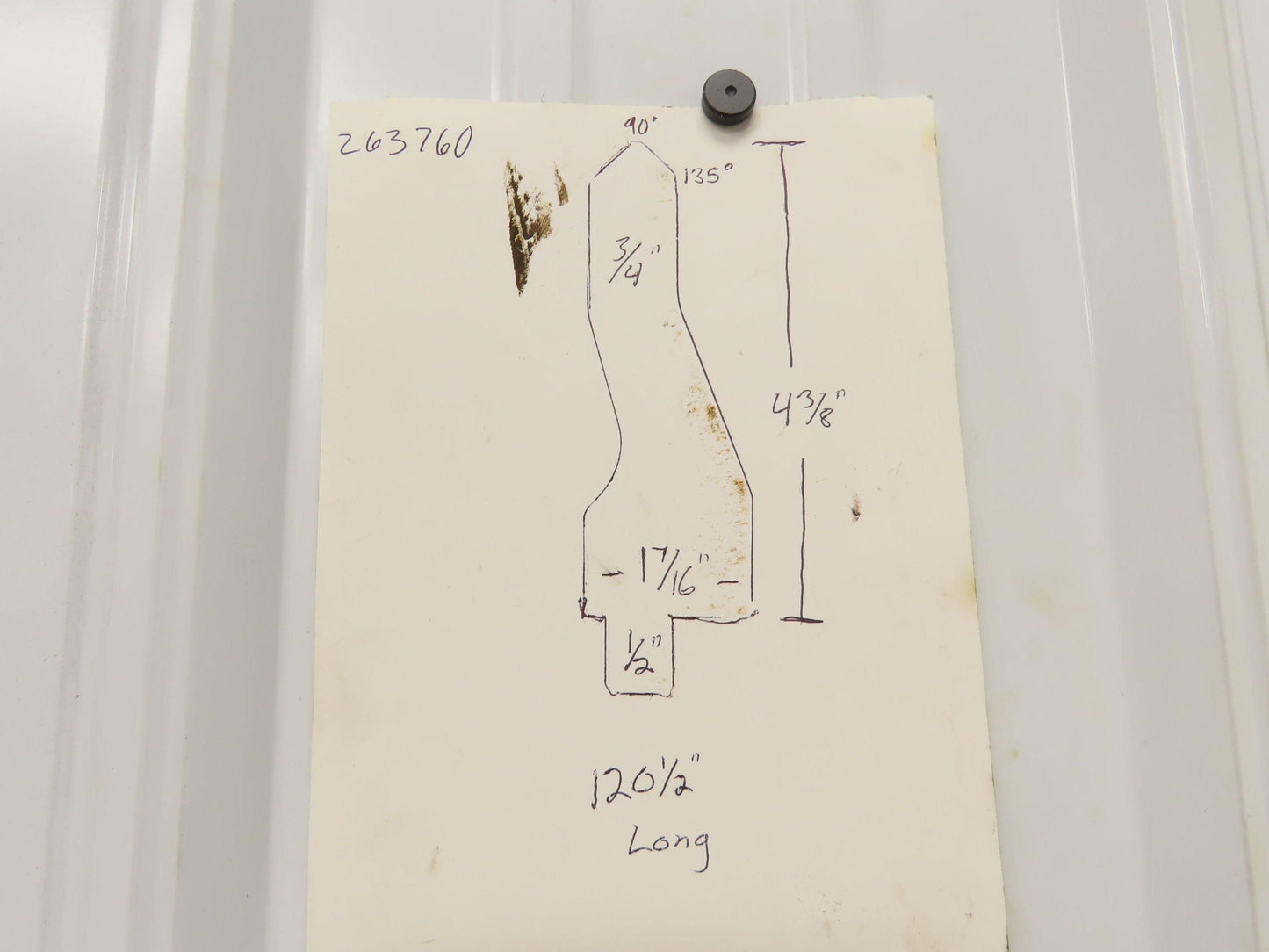 Press Brake Gooseneck Punch Die 120-1/2" Long 90° V 3/4" Finger 4-3/8" H