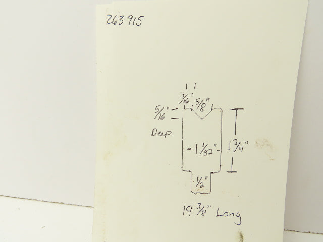Press Brake Die 19-3/8" Long 90° V 5/8" W 5/16" D 1-3/4" H 1/2" Tang