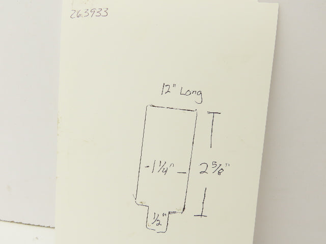 Press Brake Blank Die 12" Long 2-5/8" High 1-1/4" Wide 1/2" Tang