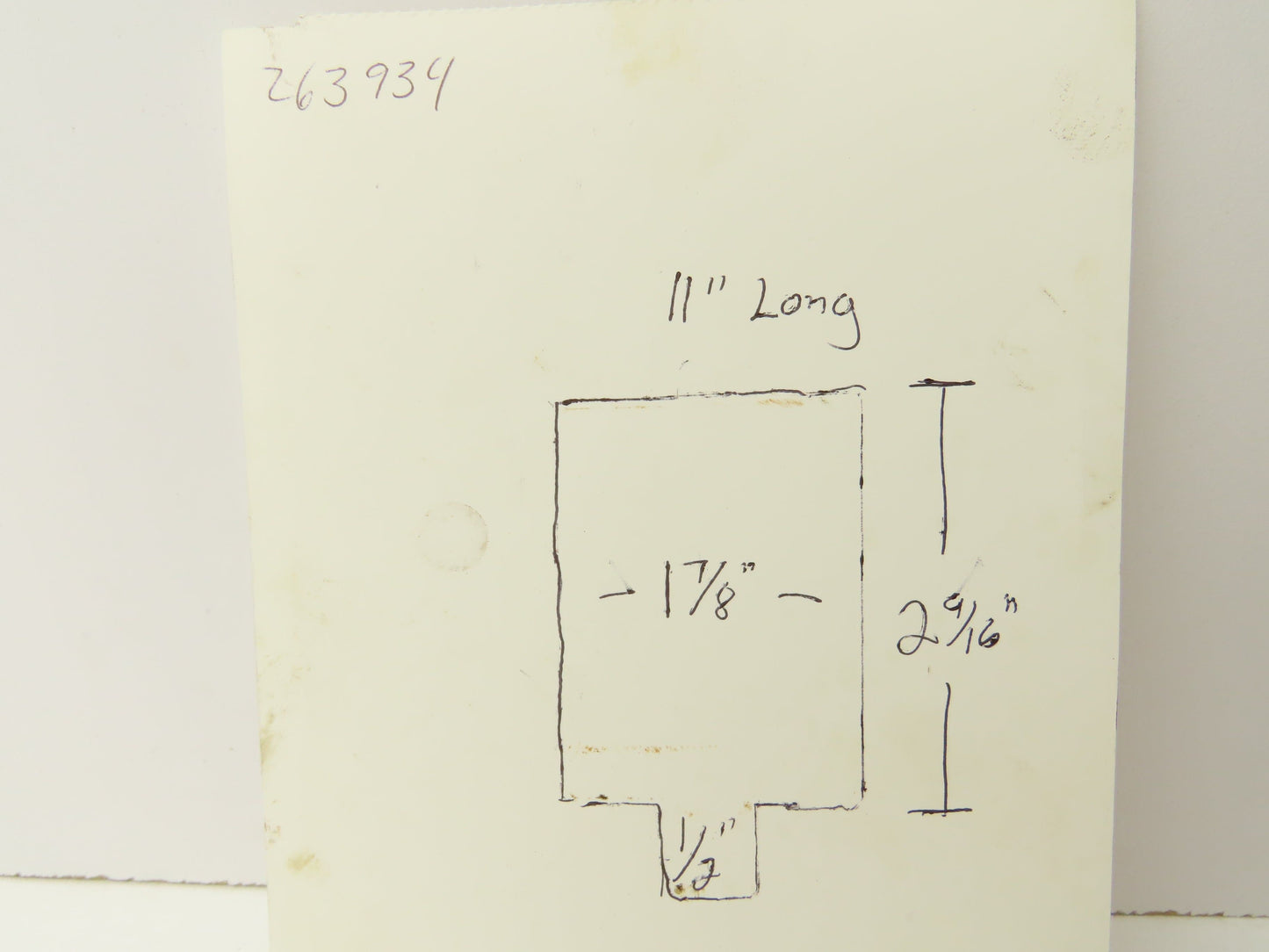Press Brake Blank Die 11" Long 2-9/16" High 1-7/8" Wide 1/2" Tang