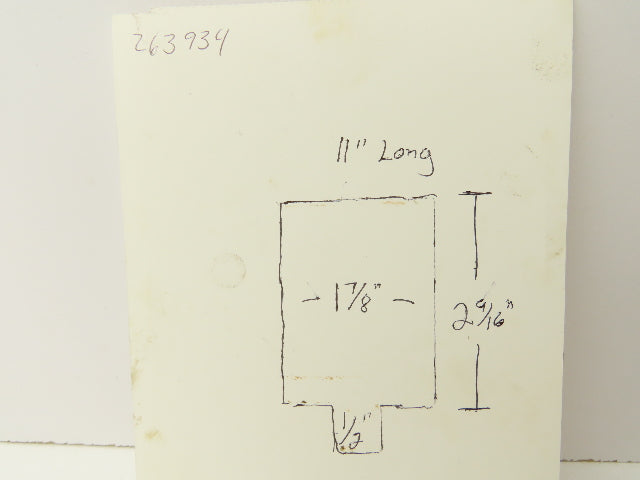 Press Brake Blank Die 11" Long 2-9/16" High 1-7/8" Wide 1/2" Tang