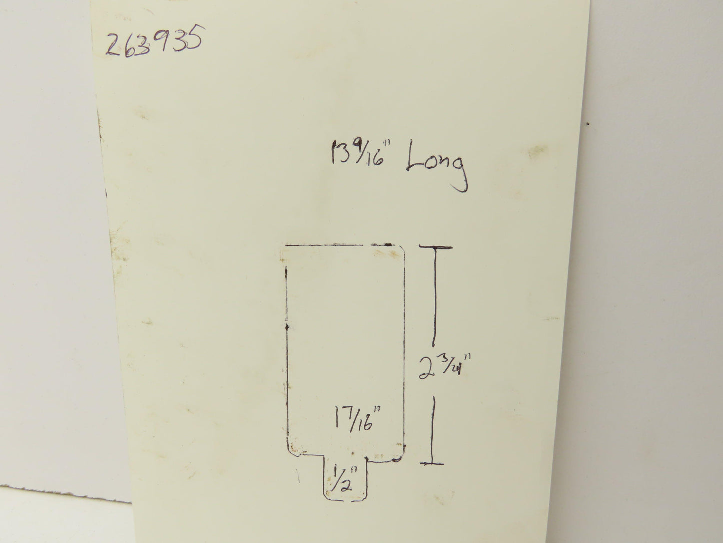 Press Brake Blank Die 13-9/16" Long 2-3/4" High 1-7/16" Wide 1/2" Tang