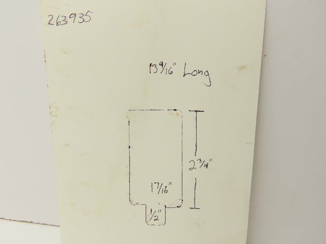 Press Brake Blank Die 13-9/16" Long 2-3/4" High 1-7/16" Wide 1/2" Tang