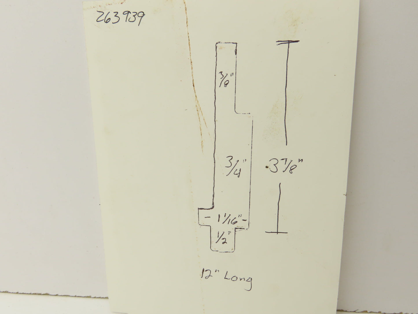 Press Brake Punch Die 12" Long 3/8" W Square 3-7/8" H 1/2" Tang