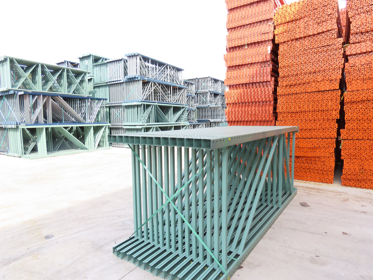 Interlake 10' x 48" Teardrop Pallet Racking Upright 3x3" Leg 23900Lb Green