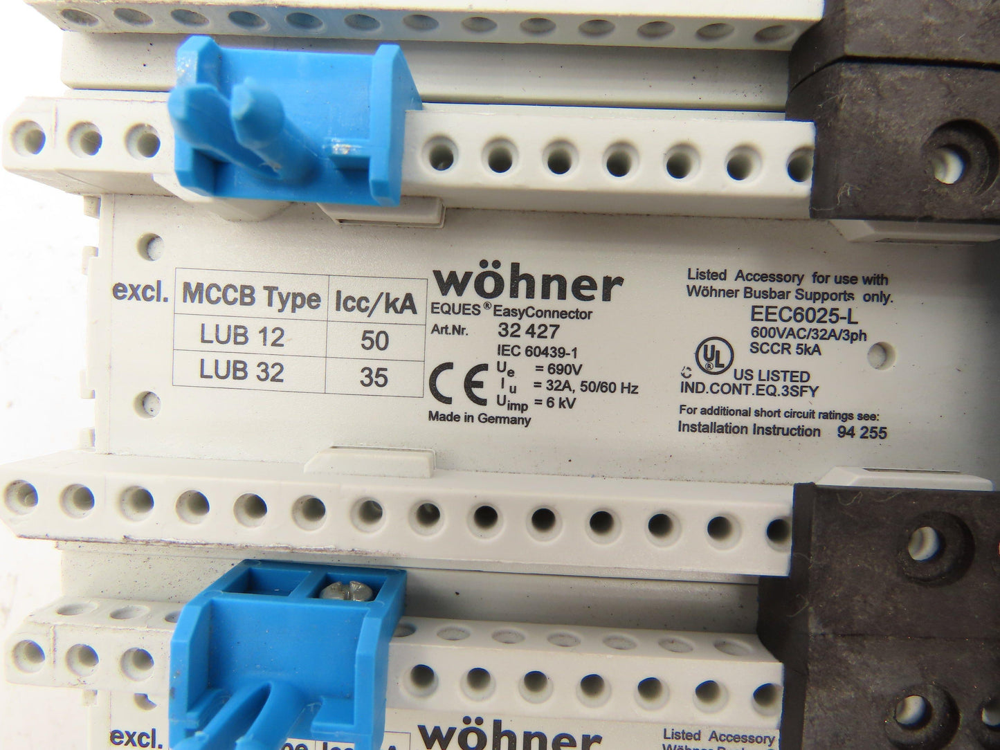 Wöhner EEC6025-L Busbar Adapter Chassis Rack 600V 32A 3PH