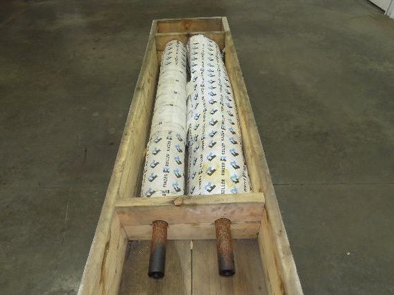 Finzer Film Feed Brown Rubber Smooth Roller 6.35" Dia 54" Long 2" Shaft Set