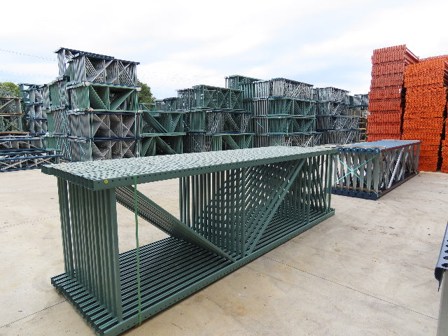 Interlake 14' x 48" Teardrop Pallet Racking Upright 3x3" Leg 23900Lb Green