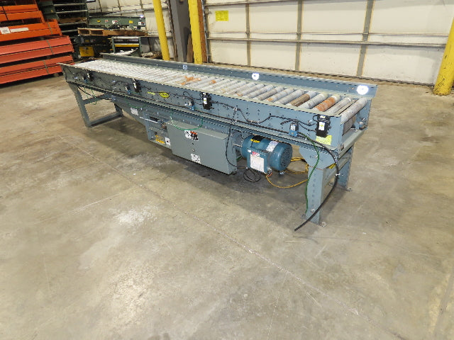 Hytrol 18"x 10' EZLogic Accumulation Roller Conveyor 15"BF Belt Drive 460V 57FPM