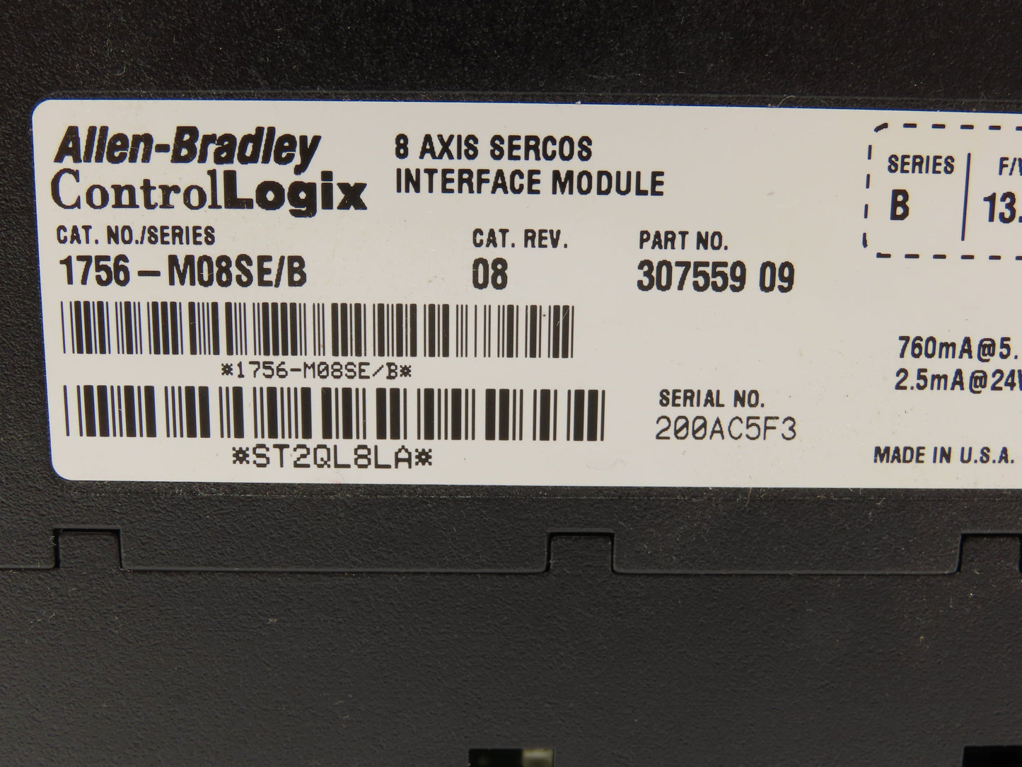 Allen Bradley 1756-M08SE ControlLogix 8-Axis Sercos Interface Module Series B