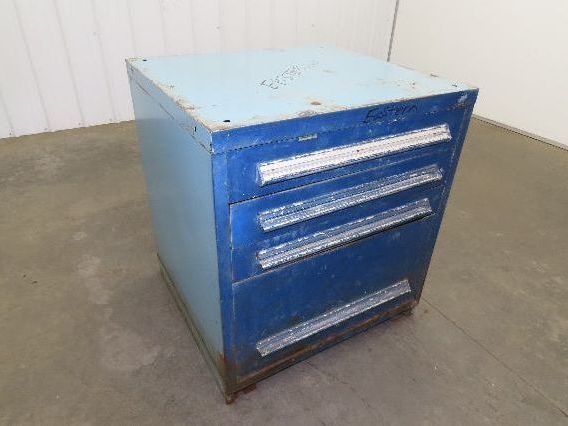 Stanley Vidmar Tool Cabinet 4 Drawer 28x30x33" Blue Lista Lyon Rust Rough