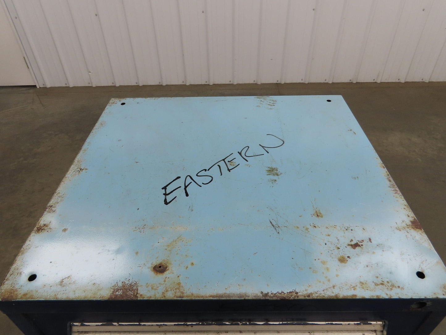 Stanley Vidmar Tool Cabinet 4 Drawer 28x30x33" Blue Lista Lyon Rust Rough