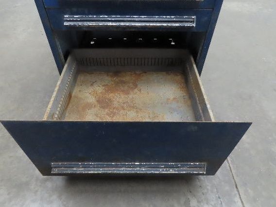 Stanley Vidmar Tool Cabinet 4 Drawer 28x30x33" Blue Lista Lyon Rust Rough