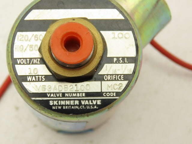 Honeywell Skinner V53ADB2100 Solenoid Valve 3 Way NC 120V 100PSI 1/16" Orifice