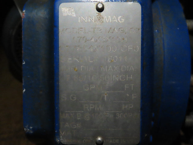 Innomag TB MAG C7 A70-4X3X10H Lined Pump Casing 4x3" Flange 7.85/10.5" Impeller