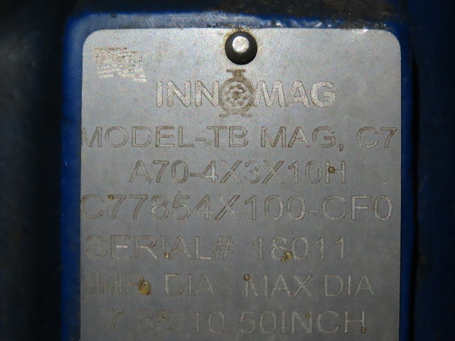 Innomag TB MAG C7 A70-4X3X10H Lined Pump Casing 4x3" Flange 7.85/10.5" Impeller