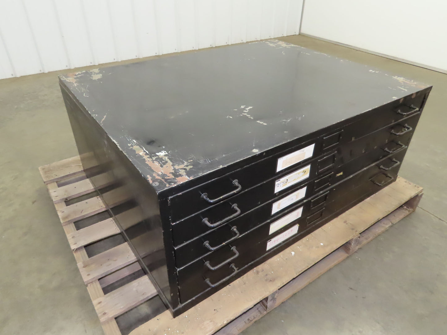 Vintage 5 Drawer Steel Blueprint Plans Map Flat Filing Cabinet 44"x33.5"x17"