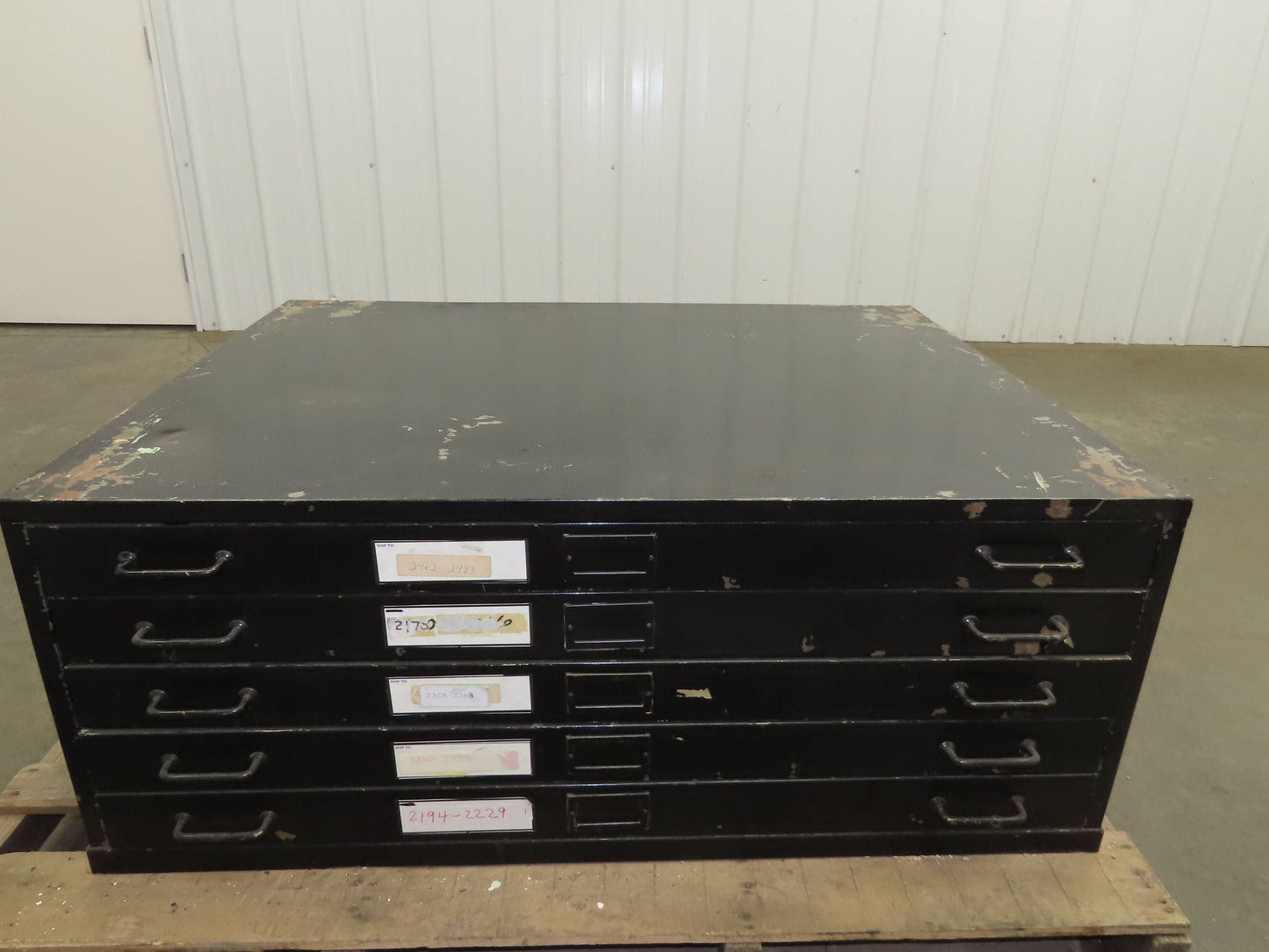 Vintage 5 Drawer Steel Blueprint Plans Map Flat Filing Cabinet 44"x33.5"x17"