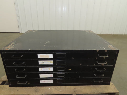 Vintage 5 Drawer Steel Blueprint Plans Map Flat Filing Cabinet 44"x33.5"x17"