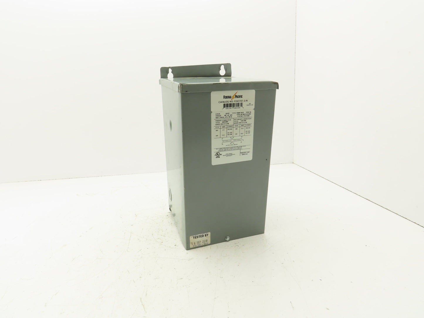 Federal Pacific P2XCF21-3-N Transformer 3KVA PRI 240/480V SEC 120/240V 1PH