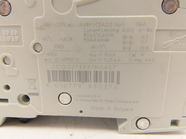 ABB K15A E212323 Circuit Breaker 3 Pole 15A Lot of 3