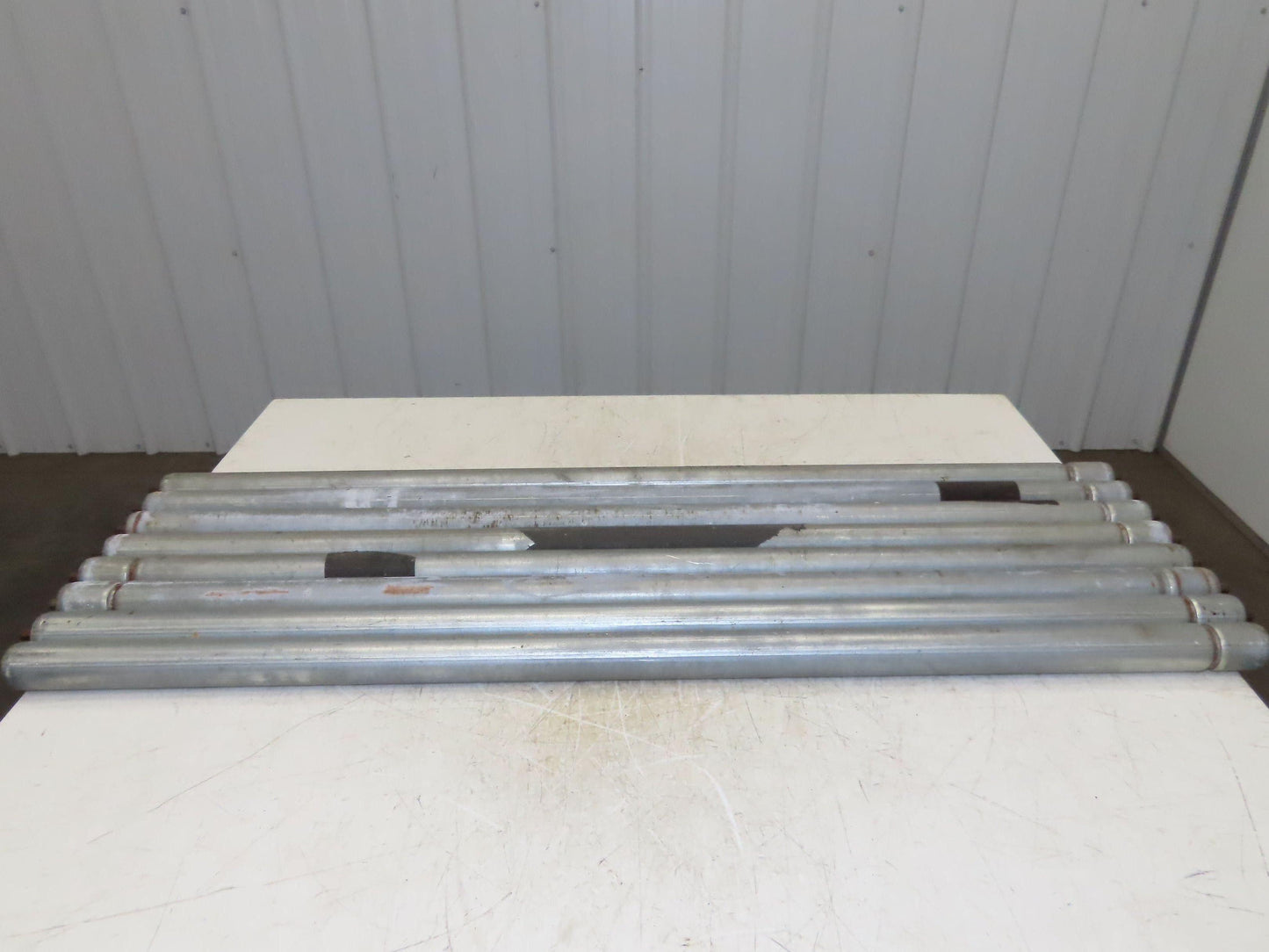 1.9" Grooved Conveyor Roller 50"BF Galvanized Steel 7/16" Hex Axle Lot of 8